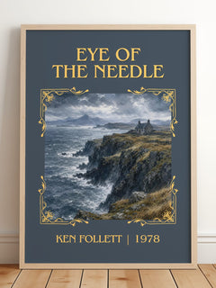 Eye Of The Needle Classic Book Art Print by Ken Follett – framed print leaning on a wooden floor