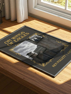 On Wings Of Eagles Classic Book Art Print by Ken Follett – print on a sunlit desk
