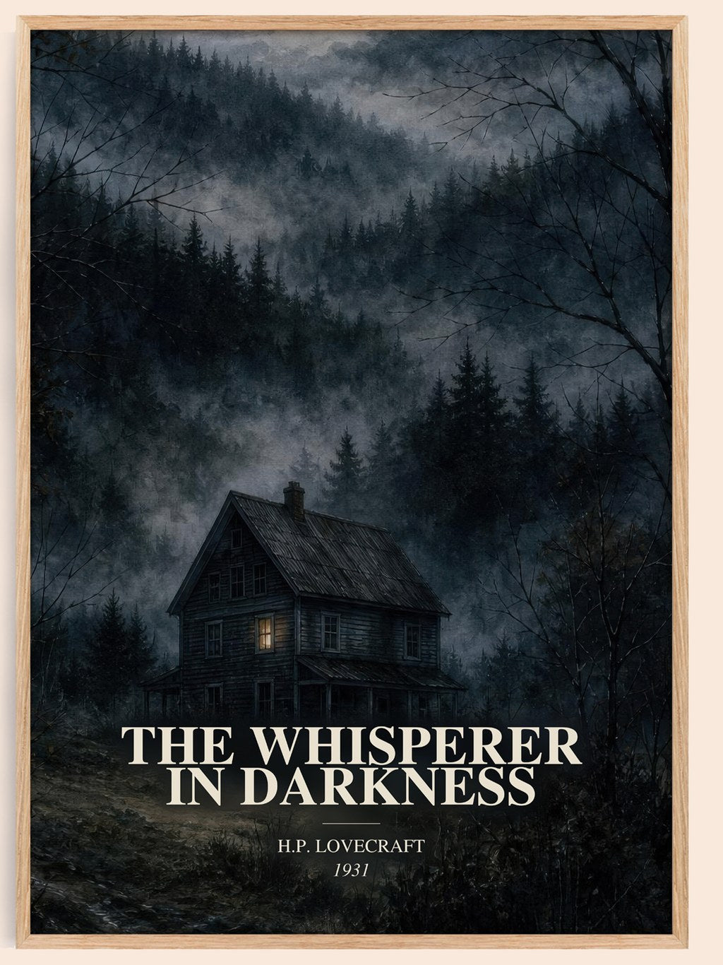 The Whisperer In Darkness watercolour book poster by H.P. Lovecraft – framed literary art print