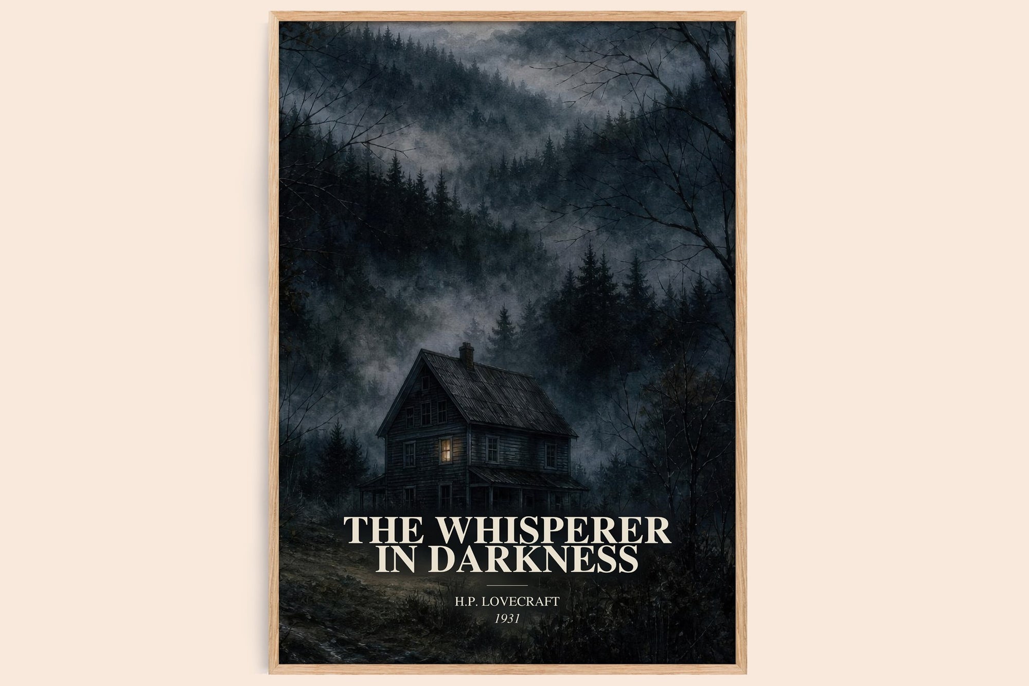 The Whisperer In Darkness watercolour book poster by H.P. Lovecraft – framed literary art print