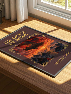 The Grace Of Kings Classic Book Art Print by Ken Liu – print on a sunlit desk