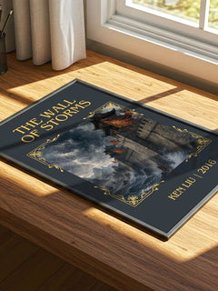 The Wall Of Storms Classic Book Art Print by Ken Liu – print on a sunlit desk