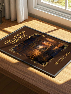 The Veiled Throne Classic Book Art Print by Ken Liu – print on a sunlit desk
