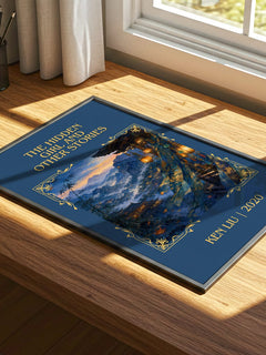 The Hidden Girl And Other Stories Classic Book Art Print by Ken Liu – print on a sunlit desk