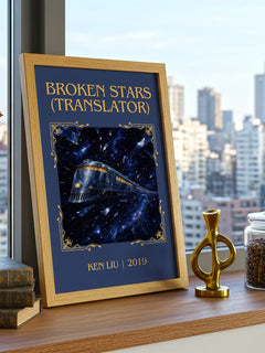 Broken Stars (Translator) Classic Book Art Print by Ken Liu – framed print on a city-view windowsill