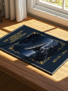 The Three-Body Problem (Translator) Classic Book Art Print by Ken Liu – print on a sunlit desk