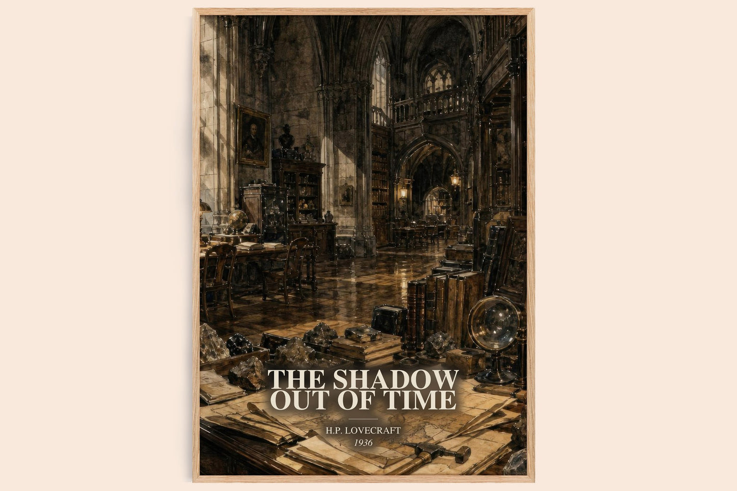 The Shadow Out Of Time watercolour book poster by H.P. Lovecraft – framed literary art print