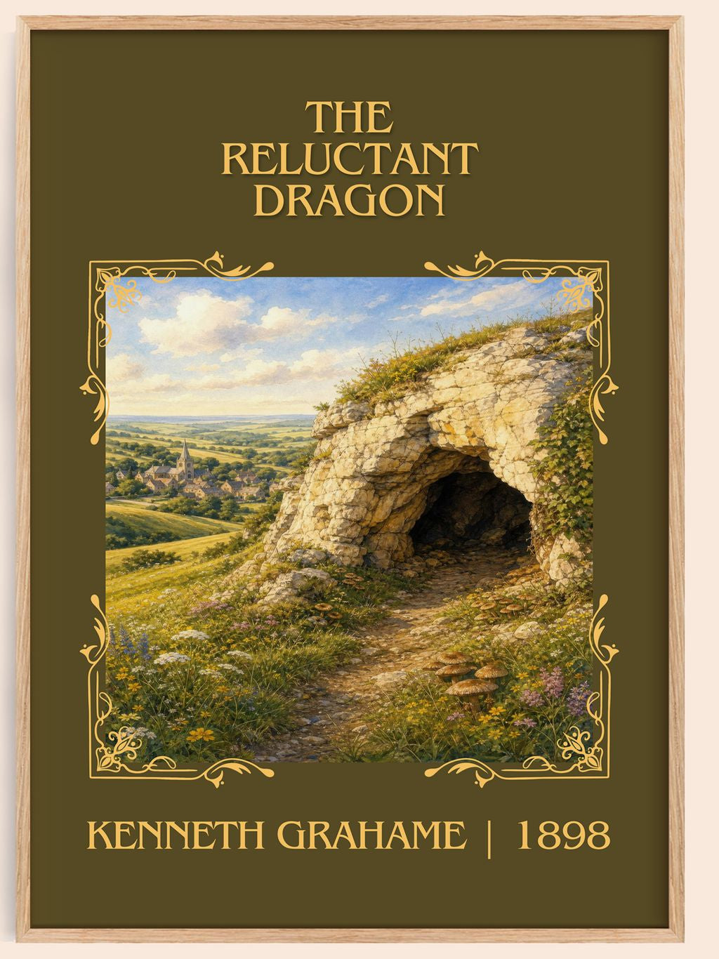 The Reluctant Dragon Classic Book Art Print by Kenneth Grahame – book poster