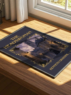 The Headswoman Classic Book Art Print by Kenneth Grahame – print on a sunlit desk
