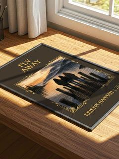 Fly Away Classic Book Art Print by Kristin Hannah – print on a sunlit desk