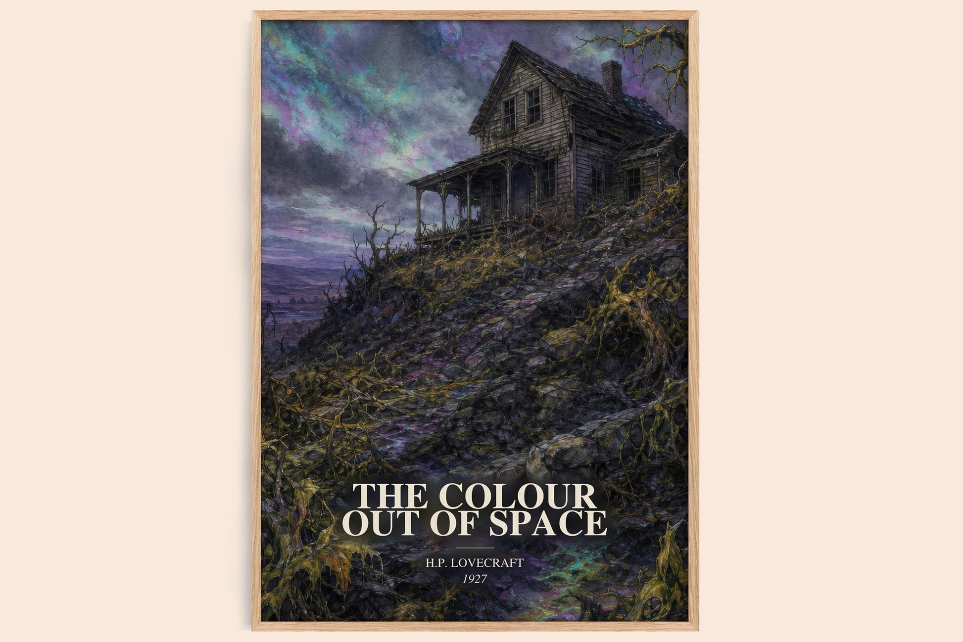 The Colour Out Of Space watercolour book poster by H.P. Lovecraft – framed literary art print