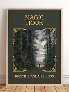 Magic Hour Classic Book Art Print by Kristin Hannah – framed print leaning on a wooden floor
