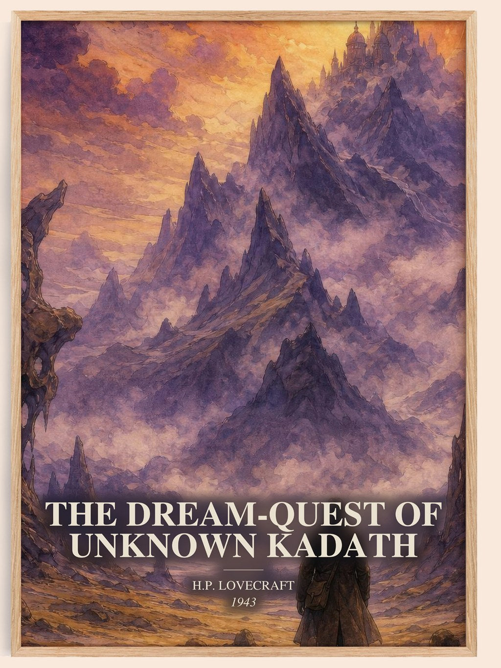 The Dream-Quest Of Unknown Kadath watercolour book poster by H.P. Lovecraft – framed literary art print