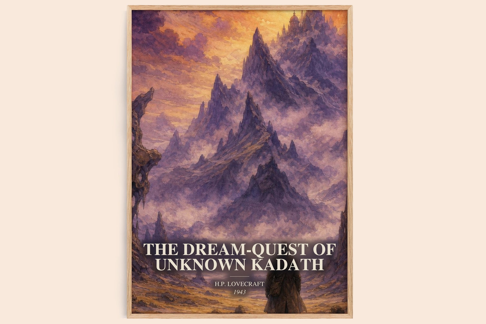 The Dream-Quest Of Unknown Kadath watercolour book poster by H.P. Lovecraft – framed literary art print