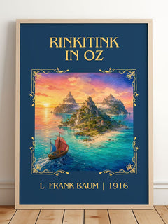 Rinkitink In Oz Classic Book Art Print by L. Frank Baum – framed print leaning on a wooden floor