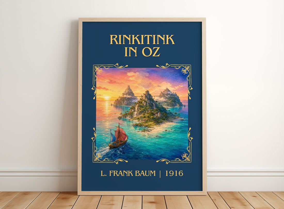 Rinkitink In Oz Classic Book Art Print by L. Frank Baum – framed print leaning on a wooden floor