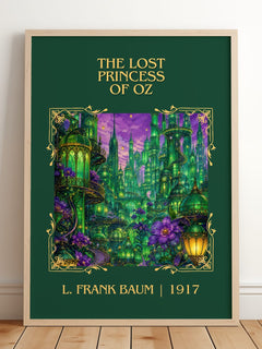 The Lost Princess Of Oz Classic Book Art Print by L. Frank Baum – framed print leaning on a wooden floor