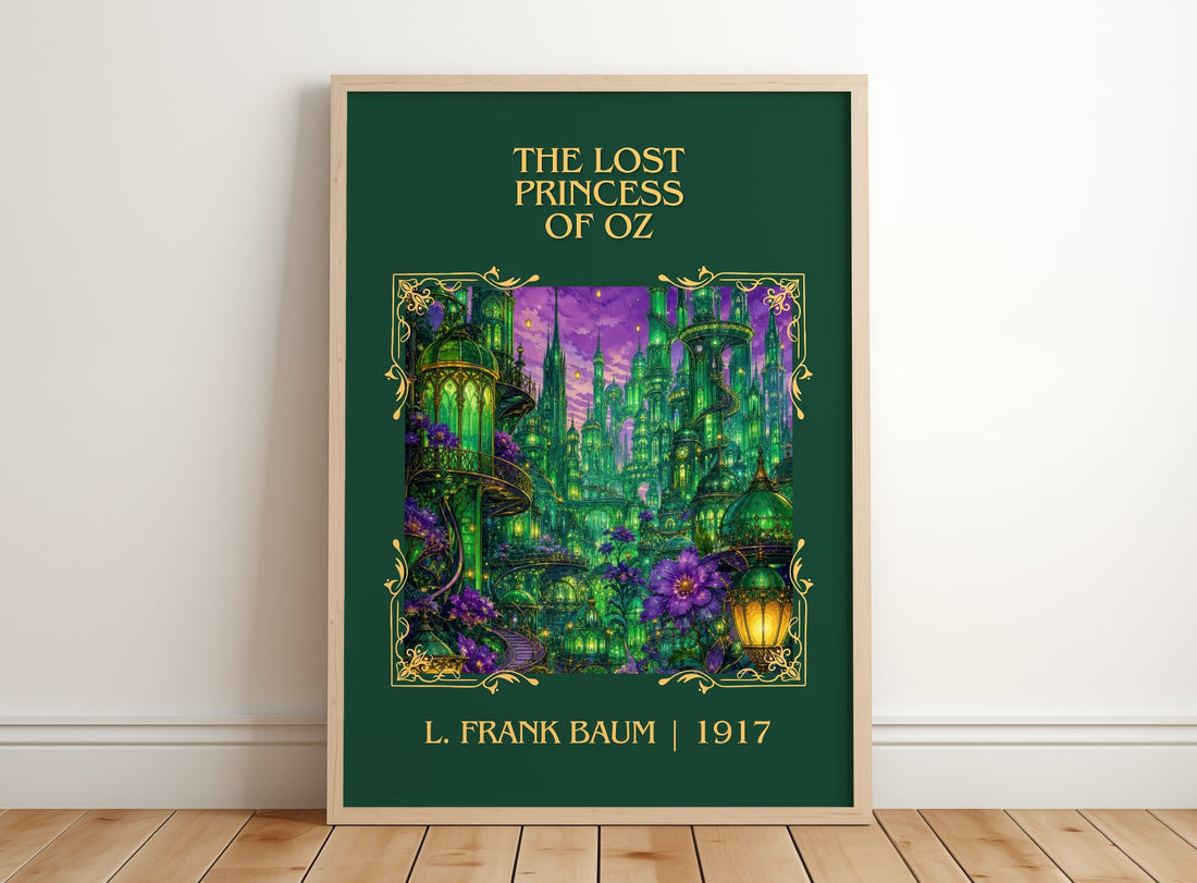 The Lost Princess Of Oz Classic Book Art Print by L. Frank Baum – framed print leaning on a wooden floor