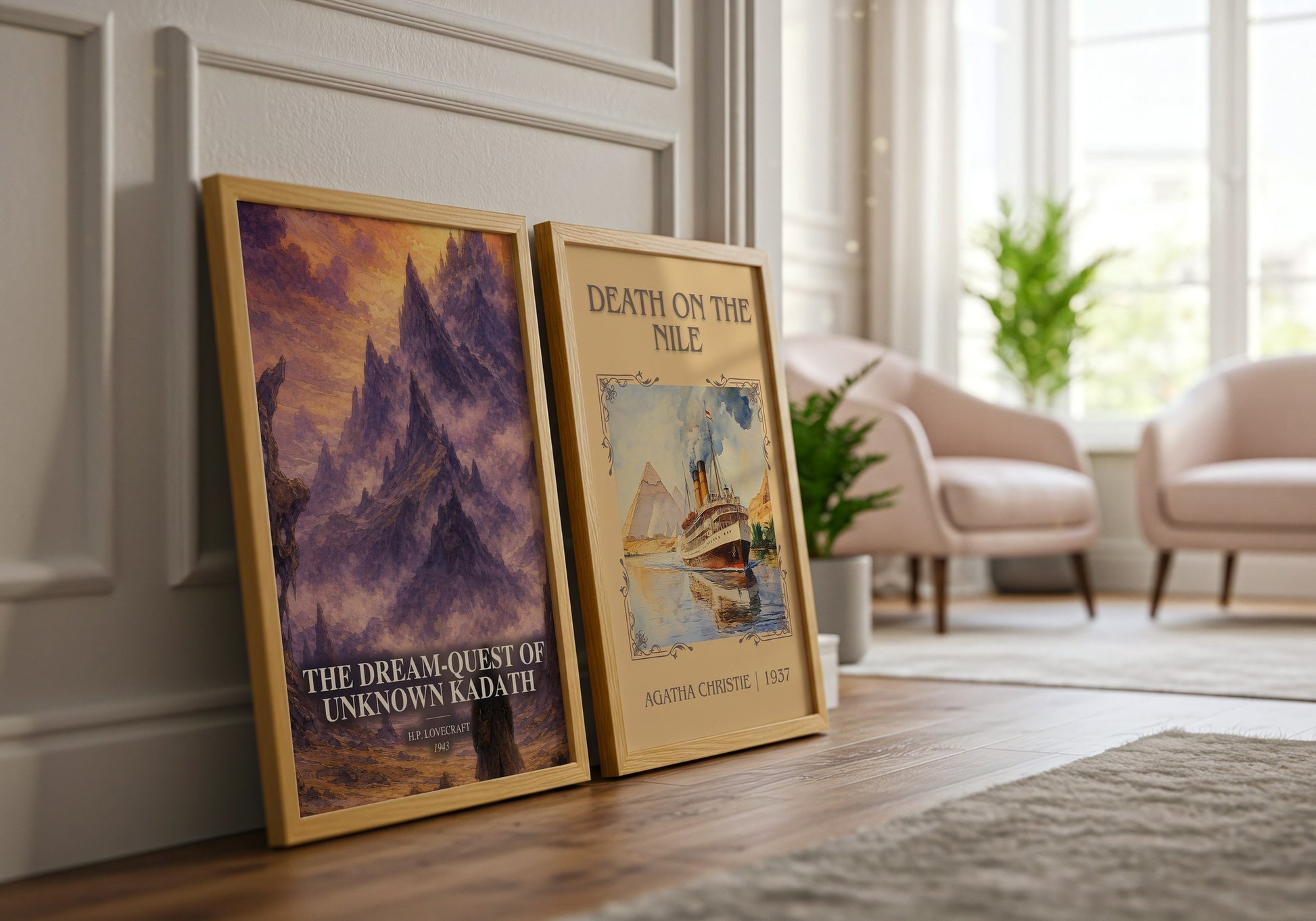 The Dream-Quest Of Unknown Kadath watercolour print framed by window – literary home decor