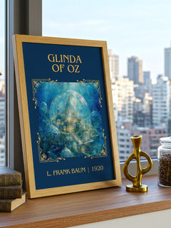 Glinda Of Oz Classic Book Art Print by L. Frank Baum – framed print on a city-view windowsill