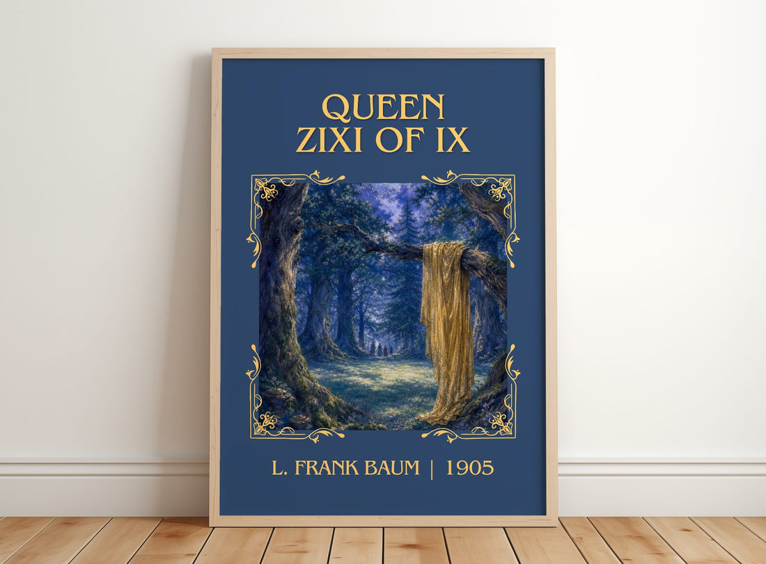 Queen Zixi Of Ix Classic Book Art Print by L. Frank Baum – framed print leaning on a wooden floor