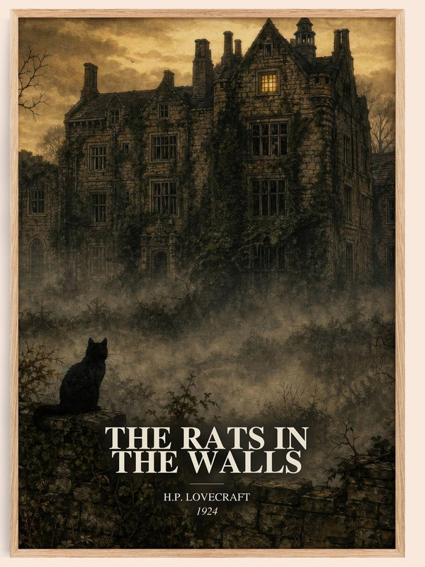 The Rats In The Walls watercolour book poster by H.P. Lovecraft – framed literary art print