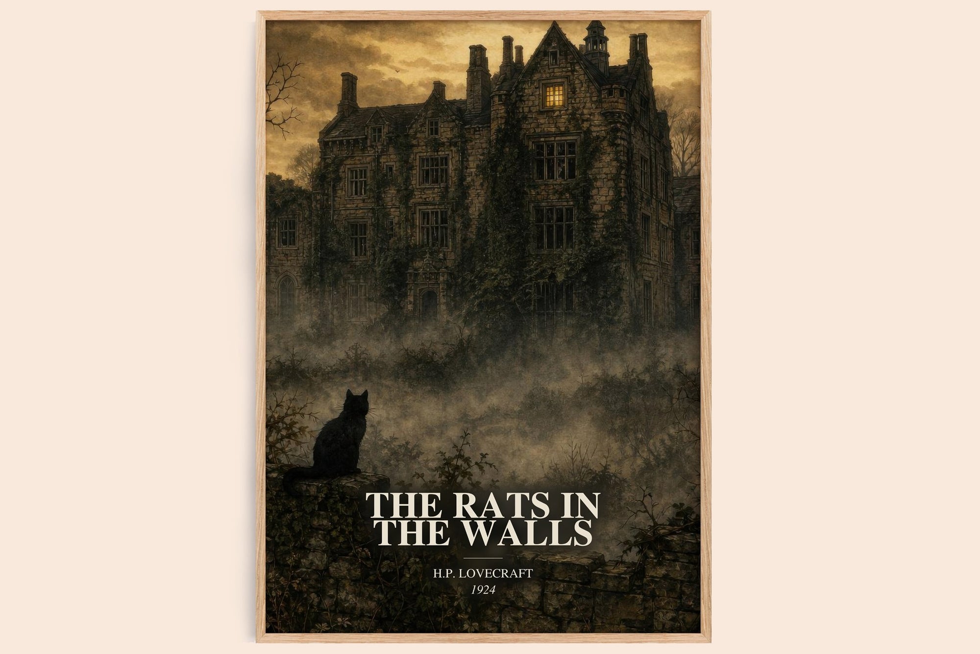 The Rats In The Walls watercolour book poster by H.P. Lovecraft – framed literary art print