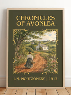 Chronicles Of Avonlea Classic Book Art Print by L.M. Montgomery – framed print leaning on a wooden floor