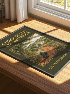 Chronicles Of Avonlea Classic Book Art Print by L.M. Montgomery – print on a sunlit desk