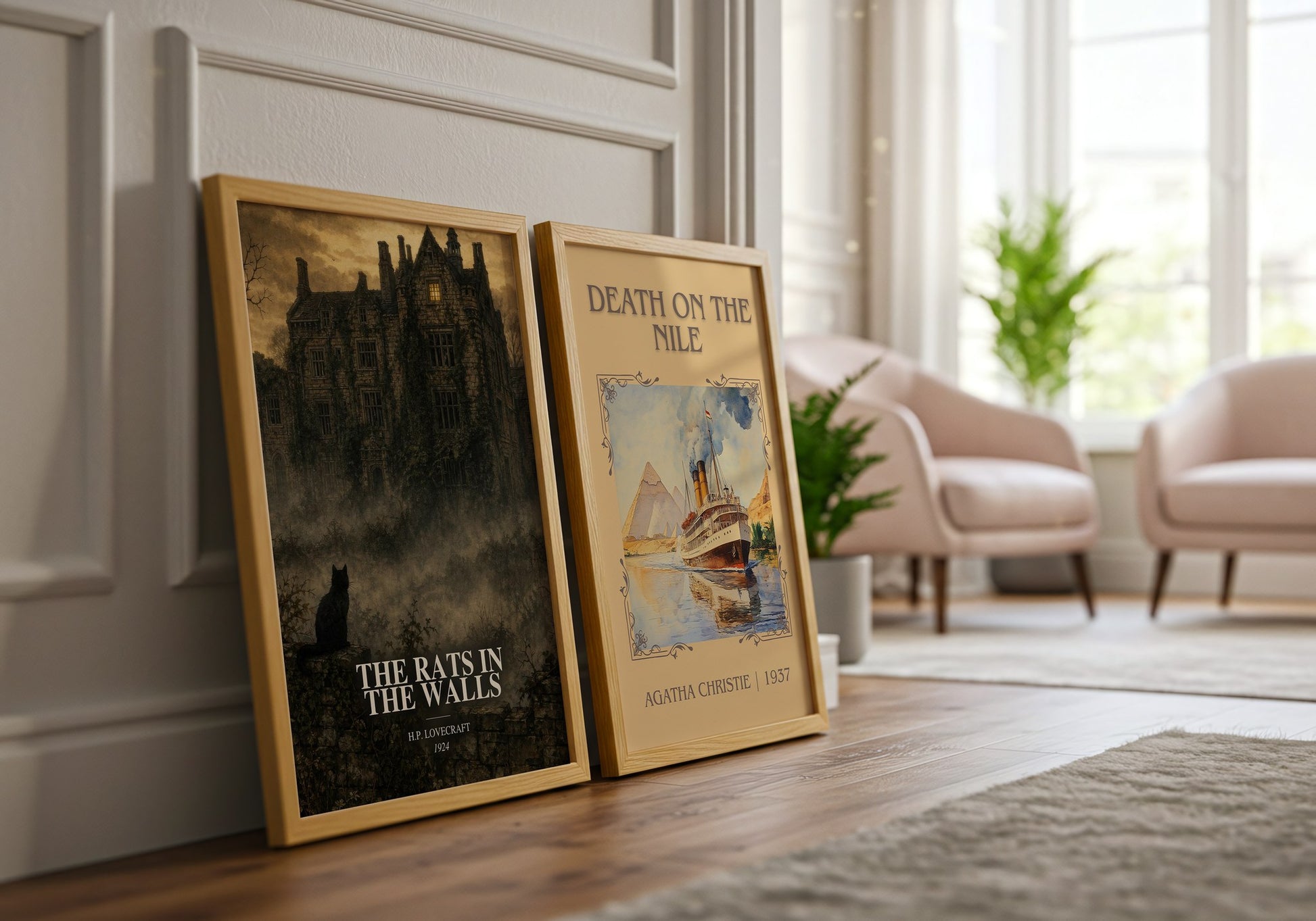 The Rats In The Walls watercolour print framed by window – literary home decor