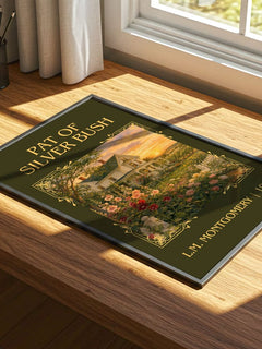 Pat Of Silver Bush Classic Book Art Print by L.M. Montgomery – print on a sunlit desk