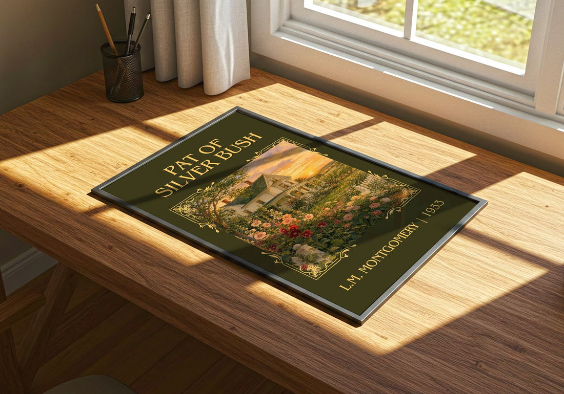 Pat Of Silver Bush Classic Book Art Print by L.M. Montgomery – print on a sunlit desk