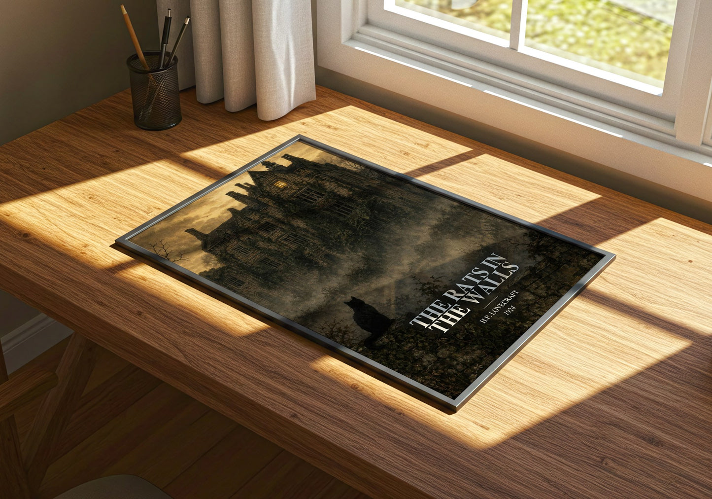 The Rats In The Walls watercolour book poster framed on wall – horror wall art