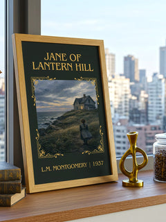 Jane Of Lantern Hill Classic Book Art Print by L.M. Montgomery – framed print on a city-view windowsill