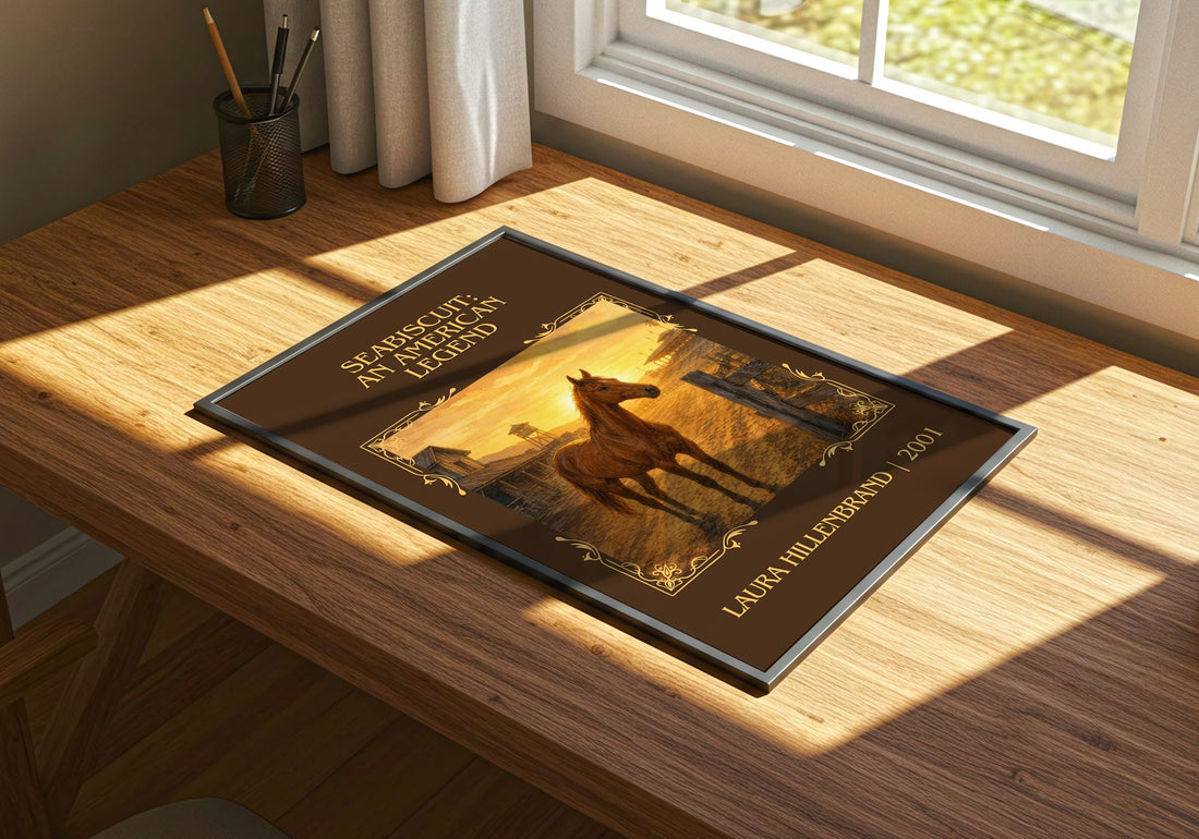Seabiscuit: An American Legend Classic Book Art Print by Laura Hillenbrand – print on a sunlit desk