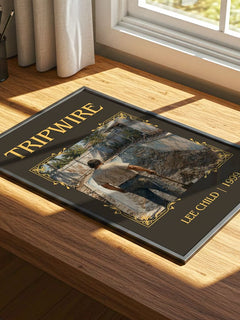 Tripwire Classic Book Art Print by Lee Child – print on a sunlit desk