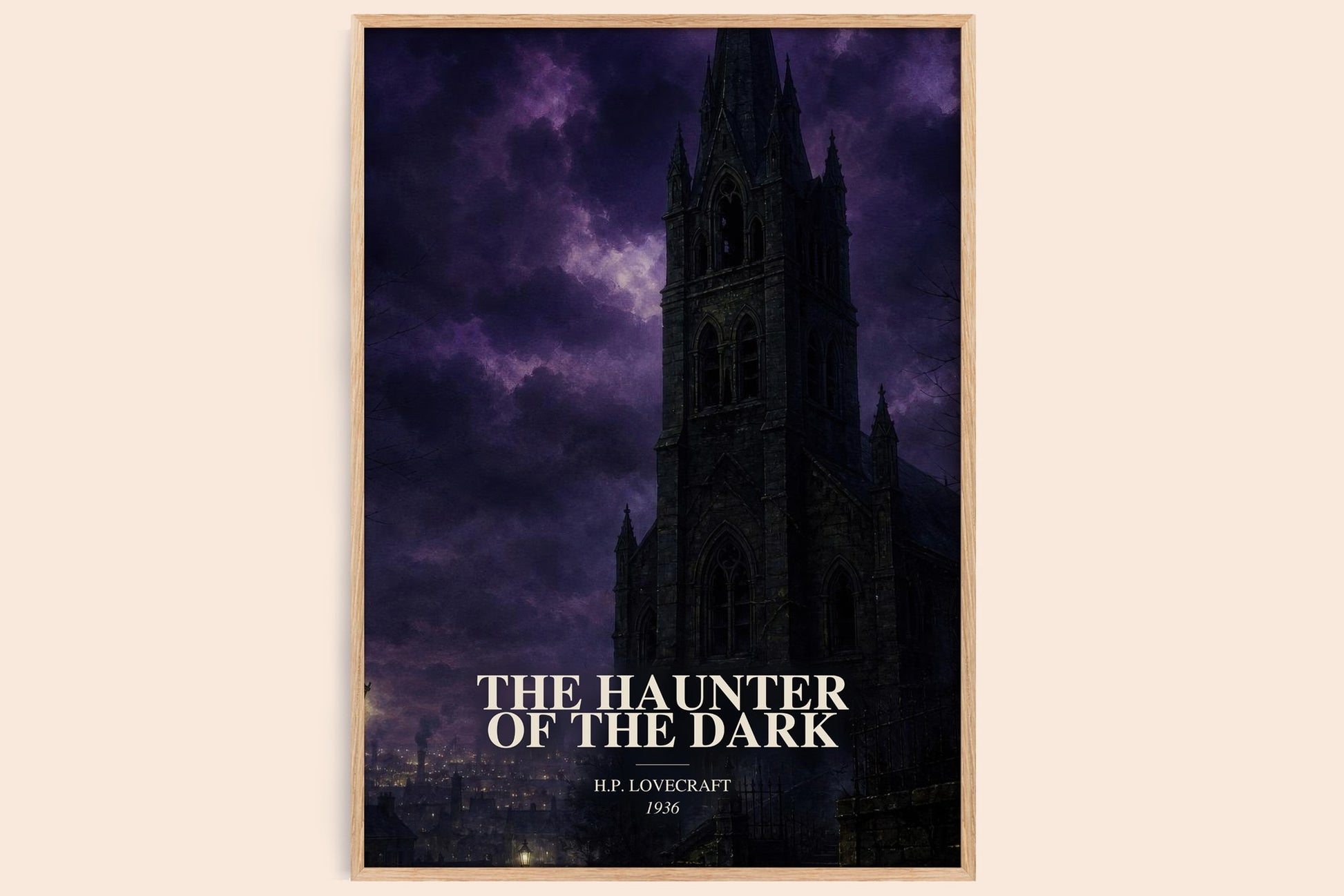The Haunter Of The Dark watercolour book poster by H.P. Lovecraft – framed literary art print