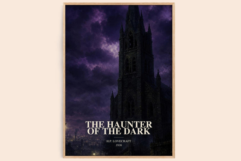 The Haunter Of The Dark watercolour book poster by H.P. Lovecraft – framed literary art print