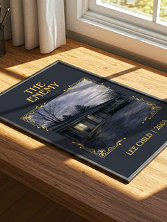 The Enemy Classic Book Art Print by Lee Child – print on a sunlit desk