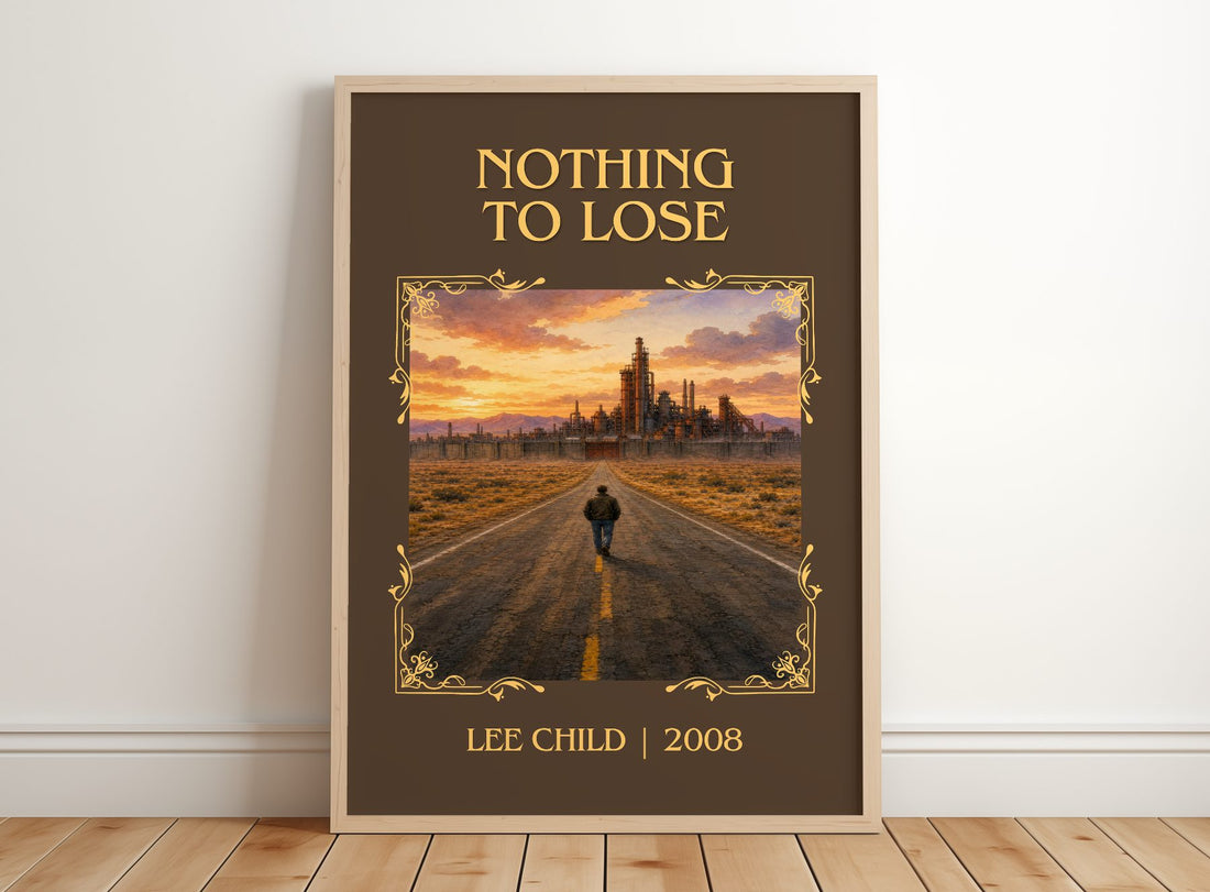 Nothing To Lose Classic Book Art Print by Lee Child – framed print leaning on a wooden floor
