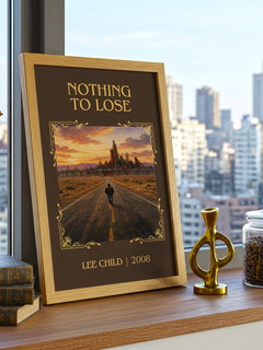 Nothing To Lose Classic Book Art Print by Lee Child – framed print on a city-view windowsill