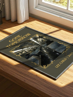 Gone Tomorrow Classic Book Art Print by Lee Child – print on a sunlit desk