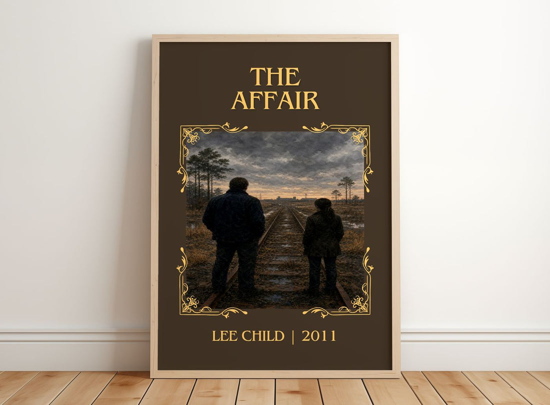 The Affair Classic Book Art Print by Lee Child – framed print leaning on a wooden floor