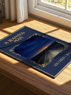A Wanted Man Classic Book Art Print by Lee Child – print on a sunlit desk