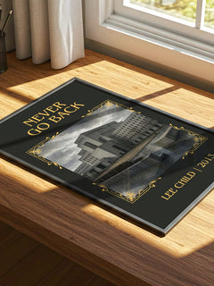 Never Go Back Classic Book Art Print by Lee Child – print on a sunlit desk