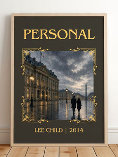 Personal Classic Book Art Print by Lee Child – framed print leaning on a wooden floor
