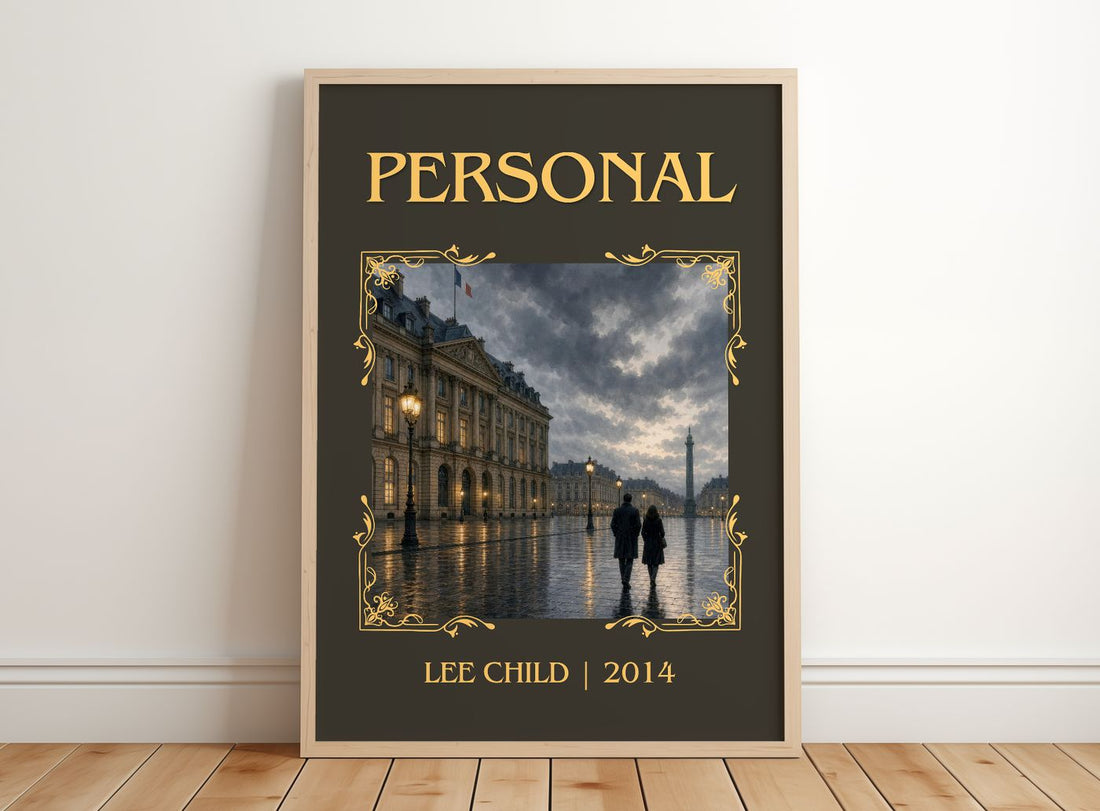 Personal Classic Book Art Print by Lee Child – framed print leaning on a wooden floor