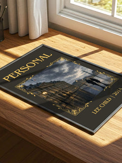 Personal Classic Book Art Print by Lee Child – print on a sunlit desk