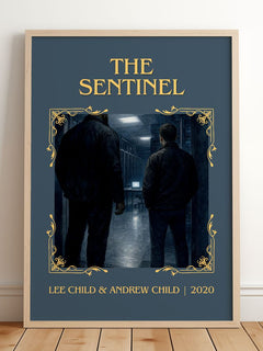 The Sentinel Classic Book Art Print by Lee Child & Andrew Child – framed print leaning on a wooden floor