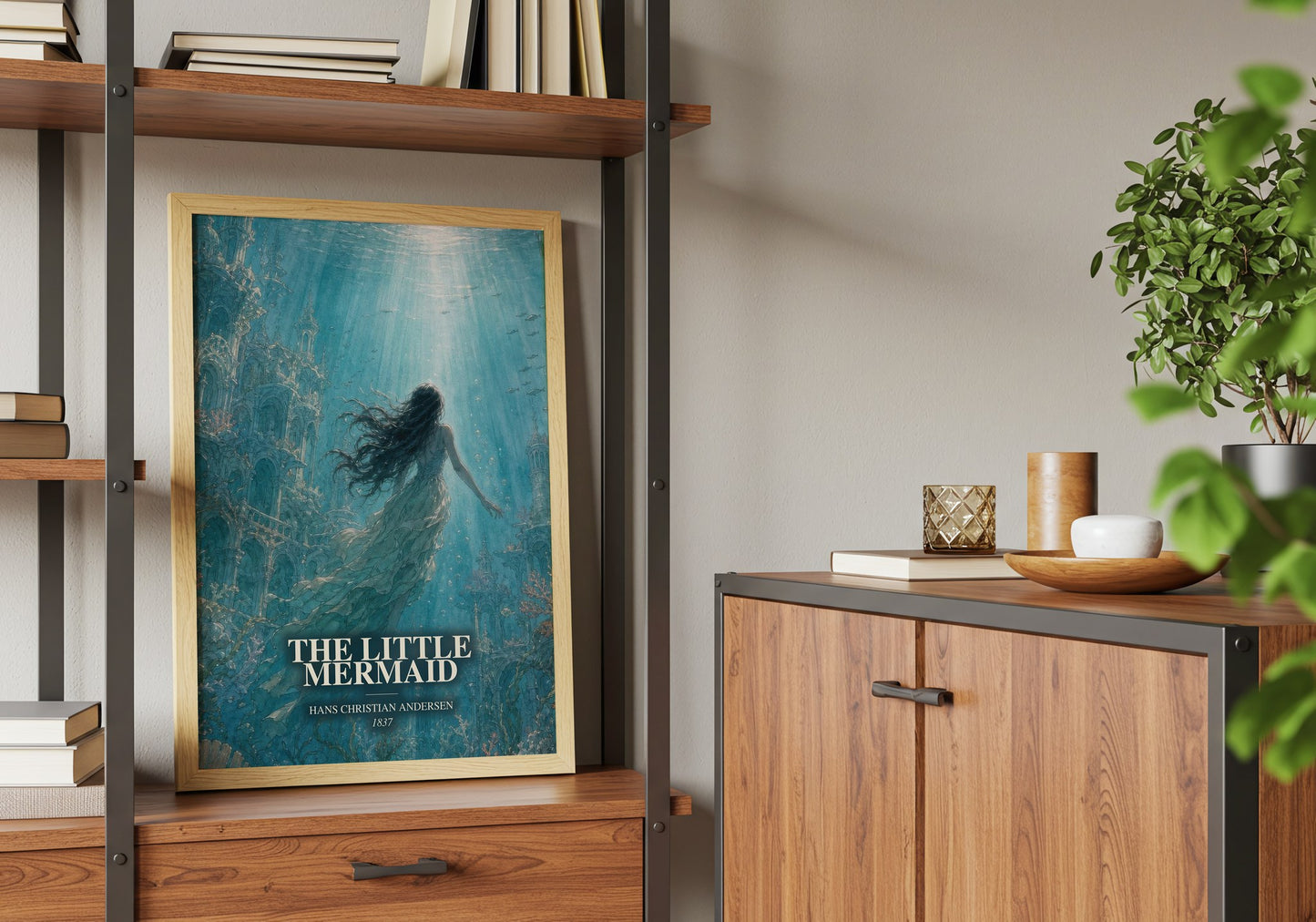 The Little Mermaid book watercolour illustration paper finish options – matte satin gloss
